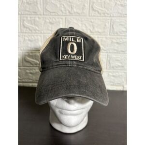 Mile 0 Key West Hat ETO Apparel Trucker Cap Tan Beige‎ Black